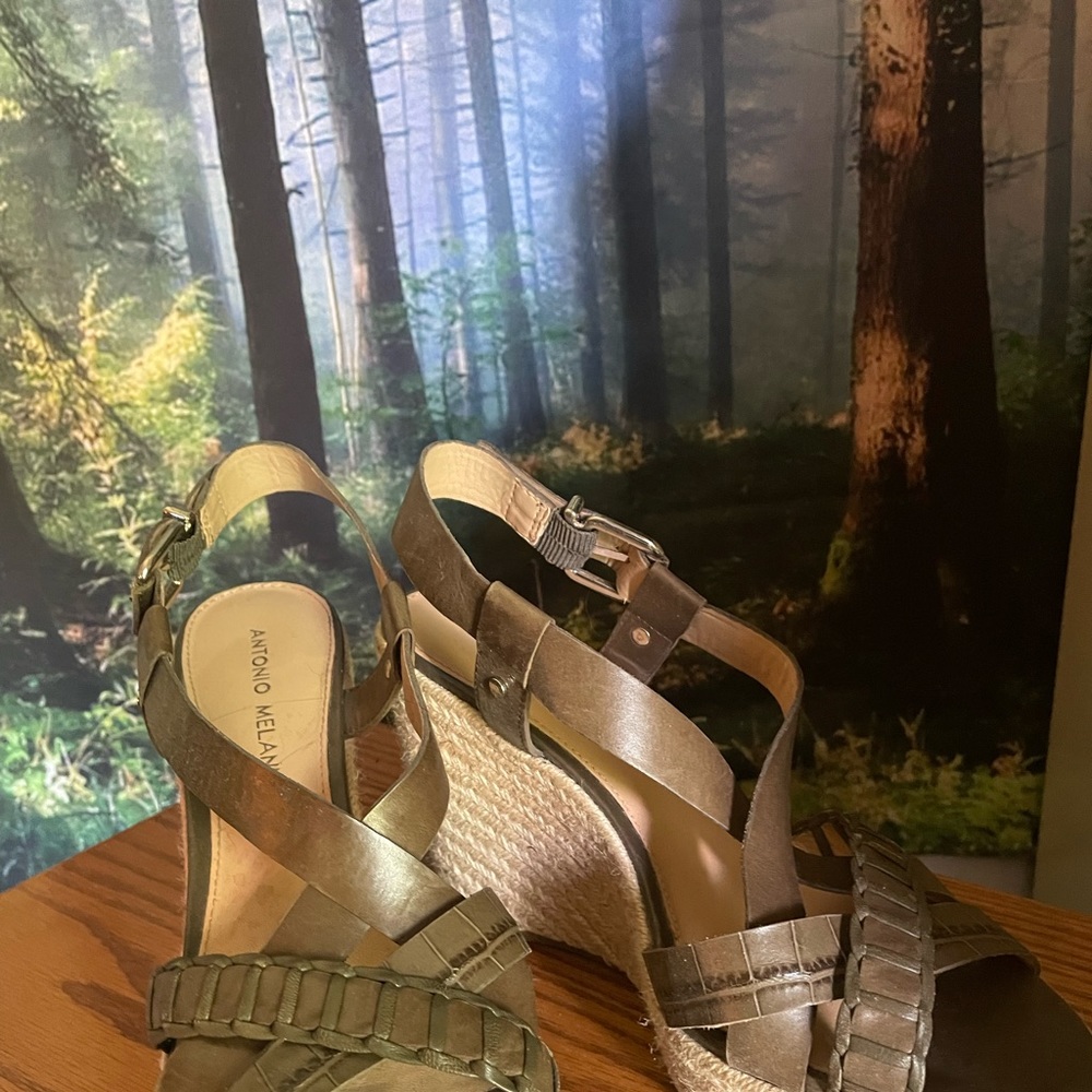 Antonio Melanie rope wedge leather sandals 7.5